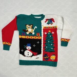 Vintage Yarnworks Knit Patchwork Grandmacore Ugly Christmas Sweater